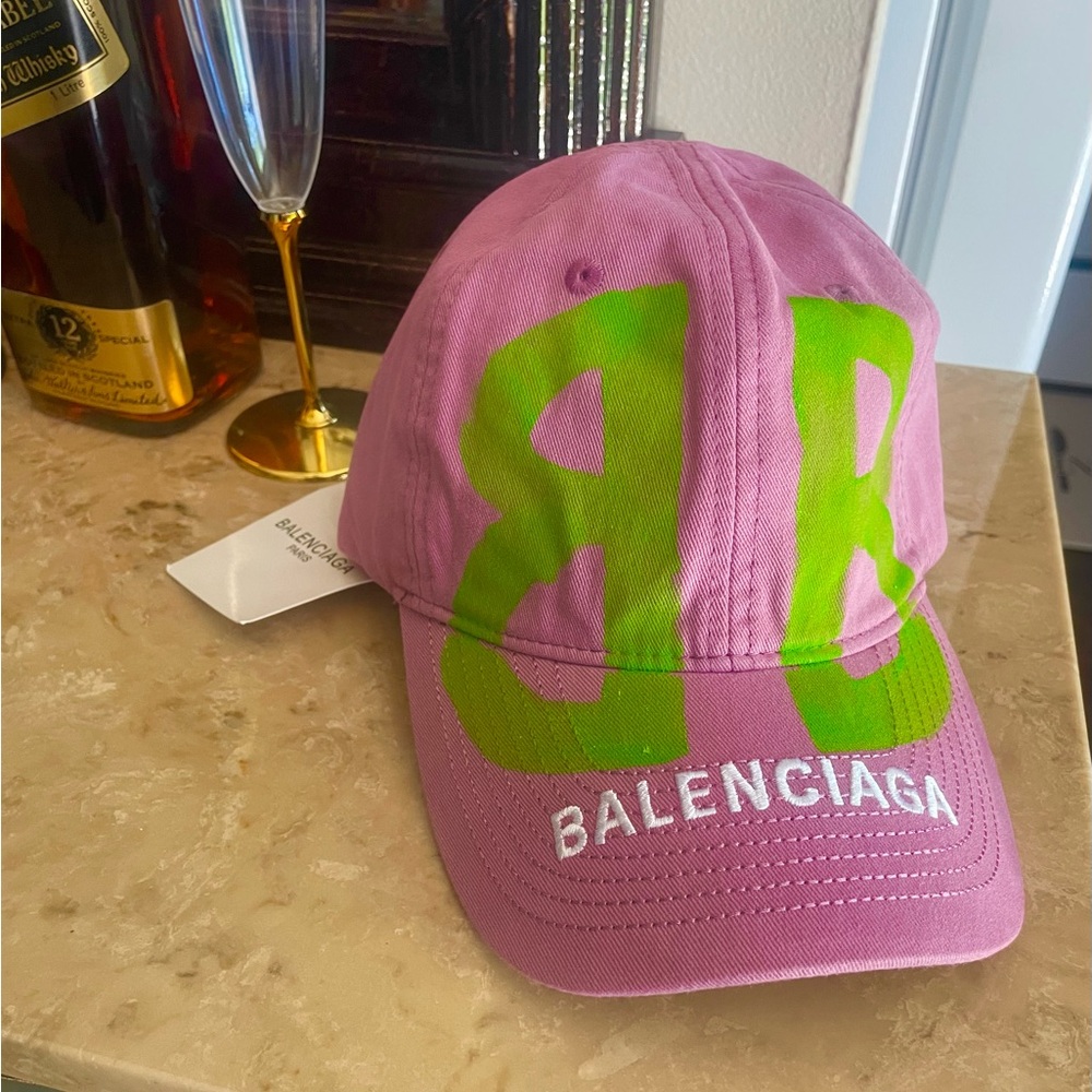 Balenciaga Pink and Green Logo Cap